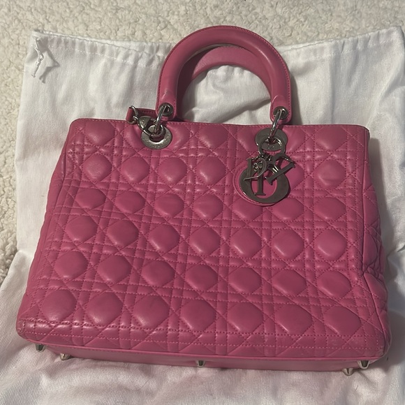 Dior Pink Cannage Leather Large Lady Dior Tote - Picture 13 of 15